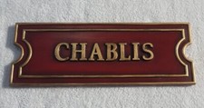 PLACA DE VINHO CHABLIS Madeira Estilo Vintage Adega Bar Pub Decoração de Restaurante. 12 pol comprar usado  Enviando para Brazil