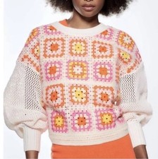 Suéter feminino Zara crochê S patchwork quadrado colorido manga folhada vovó boxy comprar usado Suéter feminino Zara crochê S patchwork quadrado colorido manga folhada vovó boxy comprar usado  Enviando para Brazil