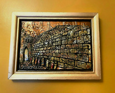 Arte emoldurada em cobre e resina Repousse Judaica Jerusalém parede de lamentos 15" x 12" comprar usado  Enviando para Brazil