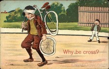 Bicicleta menino rindo ciclista ferido S. &. Cartão postal antigo vintage M. PC comprar usado  Enviando para Brazil