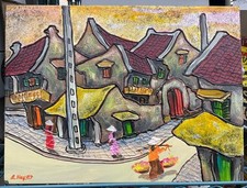 Signed cityscape scene for sale  Cleveland