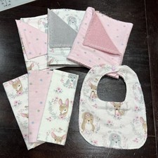 Rosa Blanco Gris Bebé BIB Eructo Paño Y Trapo Conjunto Franela Y Terry Paño segunda mano  Embacar hacia Mexico