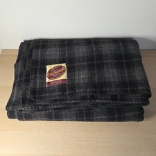 Usado, Cobertor de lã Creswick preto cinza xadrez tartan lã australiana 228cm x 220cm vintage comprar usado  Enviando para Brazil