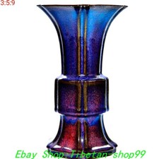 Vaso de porcelana antigo 10,2 pol. forno jun esmalte roxo dinastia garrafa de flores comprar usado  Enviando para Brazil