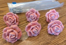 6 puxadores de porta de armário vintage vitoriana cerâmica flor rosa botão gaveta comprar usado  Enviando para Brazil