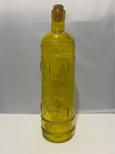 Usado, Garrafa de vidro decorativa amarela vintage em relevo 12" com rolha de cortiça comprar usado  Enviando para Brazil
