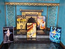 Conjunto de 5 pôsteres vintage artesanal miniatura casa de bonecas bebidas bar impressões art déco comprar usado  Enviando para Brazil