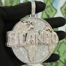 Pingente masculino redondo de moissanita real 7 quilates personalizado nome folheado a ouro 14K dois tons comprar usado  Enviando para Brazil