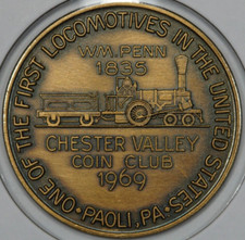1969 Chester Valley Coin Club Paoli PA primeira medalha de locomotivas dos EUA comprar usado  Enviando para Brazil