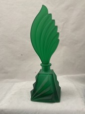 frasco de perfume tcheco acabamento geada verde estilo art déco topo de chama comprar usado  Enviando para Brazil