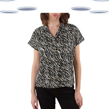 Camisa feminina Ex Deeluxe manga curta estampa zebra franzida preta comprar usado  Enviando para Brazil