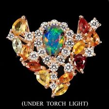 925 Sterling Silver Ring Pear Fire Opal Sapphire Natural Gemstone Jewelry Size 6, usado comprar usado 925 Sterling Silver Ring Pear Fire Opal Sapphire Natural Gemstone Jewelry Size 6, usado comprar usado  Enviando para Brazil