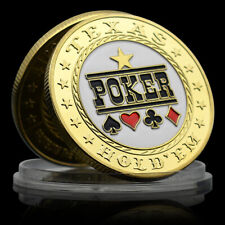 Medalha folheada a ouro cassino colecionáveis moeda cartão guarda cartão pôquer Texas Hold'em comprar usado  Enviando para Brazil