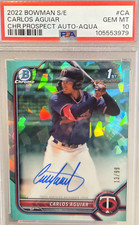 CARLOS AGUIAR 2022 Bowman S/E Aqua NO CARTÃO novato automático PSA=10 *GEM ESTADO PERFEITO* /99 comprar usado  Enviando para Brazil