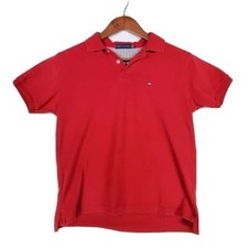 Camisa polo Tommy Hilfiger juvenil infantil masculina vermelha manga curta 2 botões tamanho 14T comprar usado  Enviando para Brazil