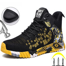 Sapatos masculinos de segurança para trabalho ao ar livre tênis de caminhada biqueira de aço cano alto botas de caminhada comprar usado  Enviando para Brazil
