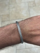 Pulseira masculina de prata esterlina 925 sólida Bali feita à mão corrente trançada 8"" comprar usado  Enviando para Brazil