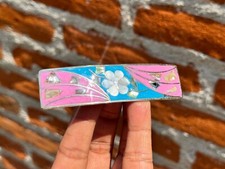Clipe de cabelo barrette esfregão flor incrustada venda esmalte abalone alpaca vintage mexicano comprar usado  Enviando para Brazil