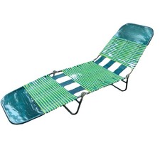 Antigo Tubo de vinil tri dobrável de alumínio espreguiçadeira lounge gramado cadeira de piscina verde e azul-petróleo comprar usado  Enviando para Brazil