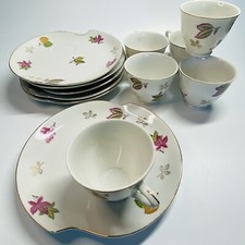 Pacote com seis pratos de lanche de porcelana pintados à mão com xícaras de chá bordo e flores Japão (9), usado comprar usado  Enviando para Brazil