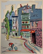 Serigrafia vintage 1952 Jack Amoroso (n.1930) Paris Side Street serigrafia comprar usado  Enviando para Brazil