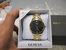 Novo Antigo Estoque Genebra Diamante Falso Relógio de Quartzo Masculino Tom Dourado, usado comprar usado  Enviando para Brazil