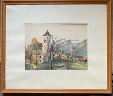 ::AQUARELL BLICK AUF KIRCHE ALPEN DORF BERGE K. SACHTER SIGNIERT ANTIK RAHMEN  comprar usado  Enviando para Brazil