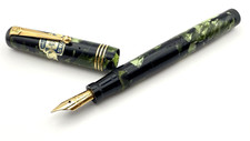 CANETA TINTEIRO VINTAGE CISNE SEM ALAVANCA EM MÁRMORE VERDE 14K FINA NOVA NA CAIXA FEITA NA INGLATERRA comprar usado  Enviando para Brazil