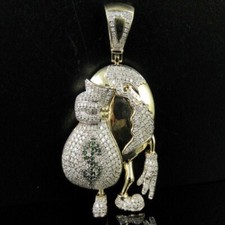 Pingente de bolsa de dinheiro personalizado masculino moissanita real redondo 3 quilates folheado a ouro amarelo 14k comprar usado  Enviando para Brazil