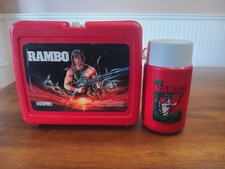 Lancheira Rambo de plástico vintage 1985 com garrafa térmica Sylvester Stallone em bom estado. comprar usado  Enviando para Brazil