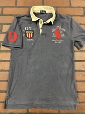 Camisa polo masculina Ralph Lauren 14-16 grande pônei azul marinho remendos, usado comprar usado  Enviando para Brazil