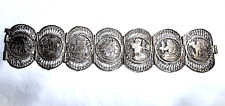PULSEIRA FILIGRANA VINTAGE SEVEN EGYPTIAN PANEL 800 PRATA LINK 7" COMPRIMENTO X 1 1/2" comprar usado  Enviando para Brazil