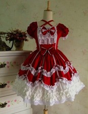 Fantasias cosplay vestido de cetim vermelho com trava para empregada doméstica menina gótica feitas sob medida comprar usado  Enviando para Brazil