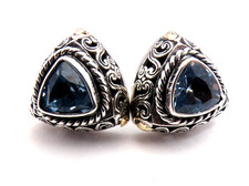 Brincos ornamentados Bali com detalhes 925/18K, escolha de ametista ou topázio azul comprar usado Brincos ornamentados Bali com detalhes 925/18K, escolha de ametista ou topázio azul comprar usado  Enviando para Brazil