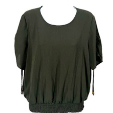 Blusa Michael Michael Kors verde exército cintura franzida mangas franzidas tamanho M comprar usado  Enviando para Brazil