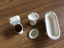 Muebles miniatura para casa de muñecas - Juego de baño de porcelana de 4 piezas segunda mano  Embacar hacia Mexico
