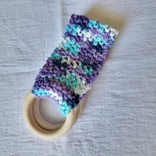Usado, Suporte de toalha de crochê 100% algodão anéis de madeira topper roxo azul turquesa branco comprar usado  Enviando para Brazil