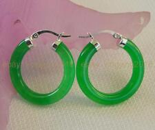 LINDO BRINCO VERDE NATURAL VERDE JADE CLIQUE ARGOLA PRATA GANCHO PENDURADO, usado comprar usado  Enviando para Brazil