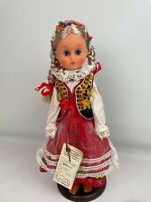 Vintage Polish Folk Art Doll Kraków Poland Krakowianka Kostium 16" z metką na sprzedaż  Wysyłka do Poland