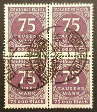 Selos da Alemanha 1923 inflação Prov 75 mil blocos de 4 SG314 MI276 usados comprar usado  Enviando para Brazil