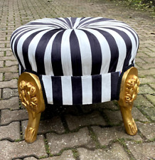 Banco de cama otomano Louis XVI faia dourada listrado preto e branco assento de veludo, usado comprar usado  Enviando para Brazil