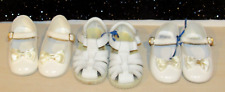 Lote de 3 Sapatos Vintage Branco Patente para Bebê ou Boneca com Sandálias Tamanho 3 e 4 comprar usado  Enviando para Brazil
