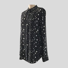 Blusa Equipment Kate Moss Seda Negra Mate Estampado de Estrellas Manga Larga NUEVA - M segunda mano  Embacar hacia Mexico