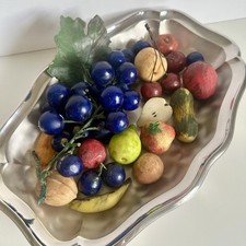 Prato misto italiano vintage de alabastro e pedra pintado à mão frutas em prata comprar usado  Enviando para Brazil