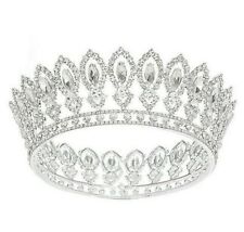 Joias de cabelo redondo coroa strass cristal metal tiara joia prata T11992 comprar usado  Enviando para Brazil