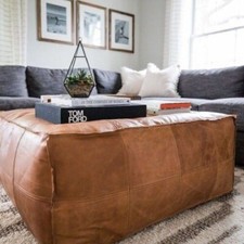 Leather pouf ottoman d'occasion  Expédié en Belgium