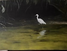 ölbild albino fischreiher gebraucht kaufen  Jüterbog
