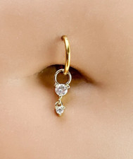 Piercing para el vientre de diamante simulado de corte redondo de 1,65 quilates enchapado en oro amarillo de 14 quilates segunda mano  Embacar hacia Mexico