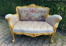 Sofá - Louis XVI Settee de veludo bege com encosto cênico e moldura dourada comprar usado  Enviando para Brazil