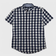 Camisa xadrez masculina manga curta XL Tommy Hilfiger, casual, azul marinho/branco comprar usado  Enviando para Brazil